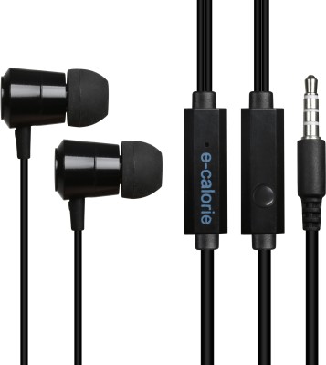e-calorie Wired Earphones with 3.5 mm Jack(Black & White) Wired Headset(Black, In the Ear)