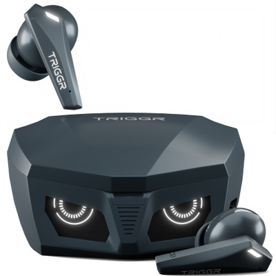 TRIGGR Kraken X1 with Battery Display, 40ms Latency, Quad Mic ENC, 40 Hr, v5.3 Bluetooth(Shadow Grey, True Wireless)