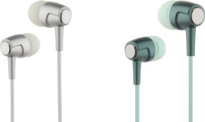 Bluei Combo of Candy 1 (Silver) and Candy 1 (Green) Wired Earphone ( 2 Earphone) Wired Headset(Silver, Green, In the Ear)