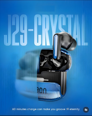 EARBASS Ubon J29 Ultra Low Latency, Quad Mic ENC, IPX5, Fast Charging With RGB Light Bluetooth(Blue, Gold, True Wireless)