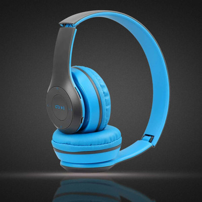 Casa Tech Extra Bass Wireless P47 Bluetooth Over-ear Headphone Foldable Stereo Headset Bluetooth & Wired(Blue, On the Ear)
