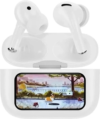 btrwop New Model Display Touch screen Earbuds with 48 hour Playtime Noise cancelation Bluetooth(White, True Wireless)
