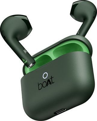boAt Airdopes Alpha with 35 HRS Playback, 13mm Drivers, Dual Mics ENx & Beast Mode Bluetooth(Pine Green, In the Ear)