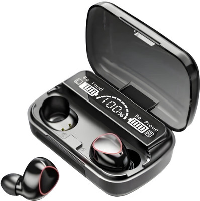 fonemart M-10 True wireless LED Display Earbuds Bluetooth without Mic(Black, In the Ear)