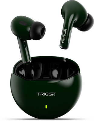 TRIGGR Rizz with 40H Playback, Spherical Design, 13mm Drivers, Rich Bass, Fast Charging Bluetooth(Jungle Green, In the Ear)