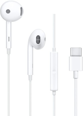 MIFKRT Compatible for USB-C Type-C Earphone In-Ear with Mic Headset Wired Headset(White, In the Ear)