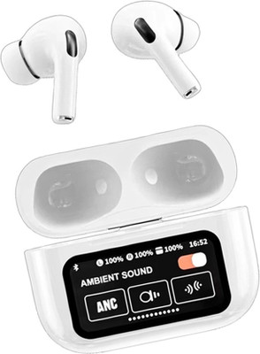 snowbudy NEW LCD Screen Display Gaming Headset Dual Track in-Ear Earbuds Bluetooth Gaming(White ,Voice Changer, LCD Display , Immersive Sound, True Wireless)