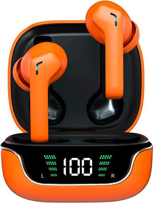 US1984 True Wireless Earbuds ENC Game mode Low Latency Deep Bass Touch Control, 35Hrs Bluetooth(Orange, True Wireless)