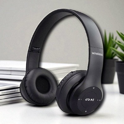 Casa Tech Bluetooth 5.0 Wireless Over-Ear Headphones with Mic, Deep Bass, Foldable Design Bluetooth(Black, On the Ear)