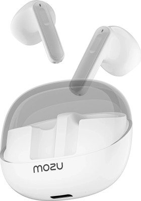 Mozu Flexibuds Klear with ENC,Mems Mic,Game Mode,Low Latency Transparent earbuds Bluetooth(Crystal white, True Wireless)