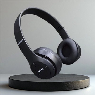 GDS Wireless Bluetooth Headset, Foldable Design, Ultra Bass Boost_VJ Bluetooth & Wired(Black, On the Ear)