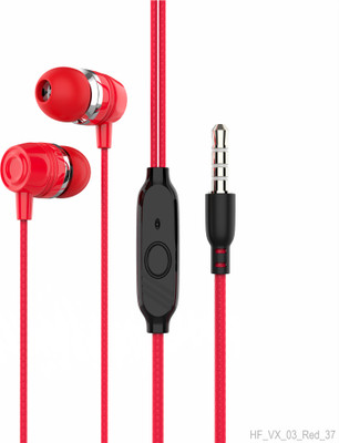 Zusix VX 03 - Adaptive Volume Control with 3.5mm Jack Wired Earphone Wired(Red, In the Ear)
