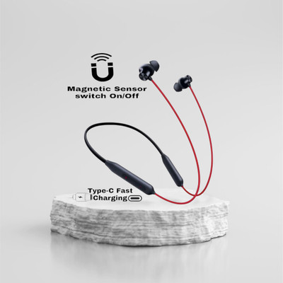 house of common 48 Hours Playtime Bluetooth Wireless Neckband Headphones Earphone_RK Bluetooth & Wired(Red, In the Ear)