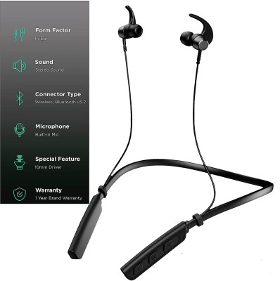 Qeikim ULD BT235 Bluetooth5.1 Neckband with 30H Playtime Noise Cancelling Waterproof Bluetooth Gaming Headset(Black, In the Ear)