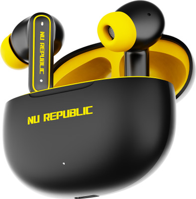 Nu Republic Epic ANC TWS Earbud with 64hr Playtime, ANC + ENC Quad Mics & XBass® Bluetooth(Black/Yellow, True Wireless)