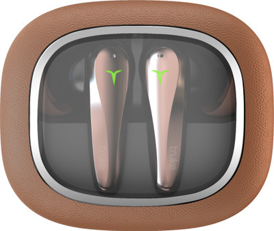 truke Crystal Dyno Leather Finish earbuds w/ Spatial Audio, 70H Battery, Quad Mic ENC Bluetooth(Oak Brown, True Wireless)