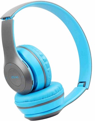 Ancestors P47 Wireless Sports Headphones with Mic, Stereo Memory Card Bluetooth Headset Bluetooth & Wired Headset(Blue, On the Ear)