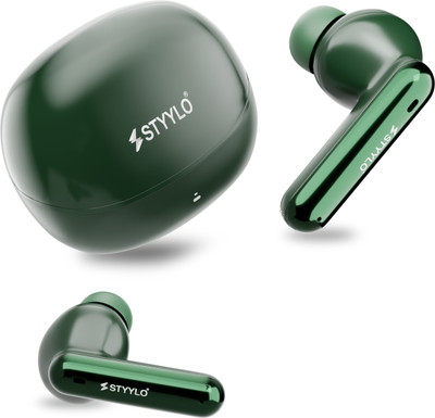 Styylo Echo Buds with ANC, Quad Mic ENC, 40Hrs Playback, 360 Spatial, Deep Bass TWS Bluetooth(Green, True Wireless)