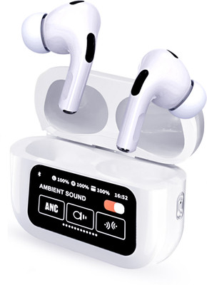 Digiwins PRO LCD True Wireless Nise Cancelling Earbuds, 6-Mic, Smart LCD Display Bluetooth(Cotton White, In the Ear)