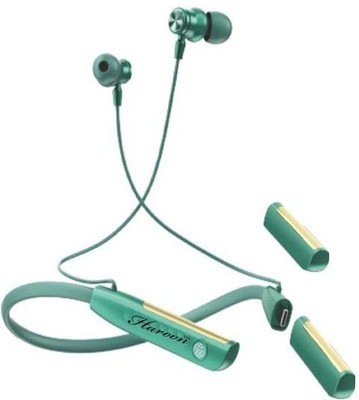 HAROON 300 hrs Music, Dual extra Battery, Touch panel control Magnetic on off Neckband Bluetooth(Green, In the Ear)