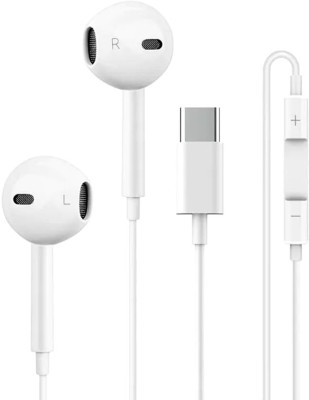 snowbudy In-Ear Type-C Earphones Compatible for iPhone 15/ Samsung/ OnePlus/ Oppo/Xiaomi Wired Headset(White, APPLE WIRED EARPHONE, In the Ear)