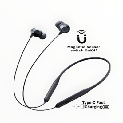 house of common Pro Neckband With Upto 48 Hours Playback & Fast Charging Earphone_8U Bluetooth & Wired(Black, In the Ear)
