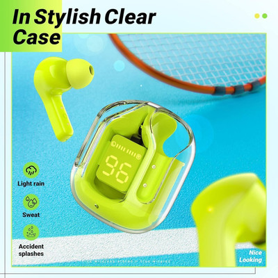house of common Ultrapods TWS Earbud, Bluetooth Earbuds with Display, Transparent Design Bluetooth(Green, In the Ear)