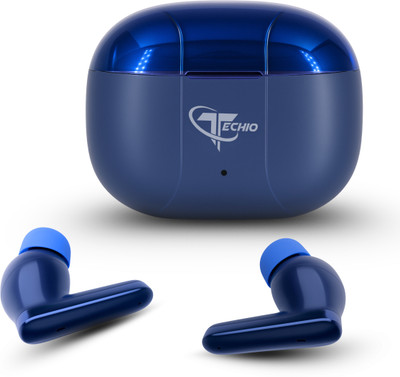 TECHIO TurboBeats Wireless Earbuds with 40HR Playback, ENC Mics, Game Mode Bluetooth(Blue, True Wireless)