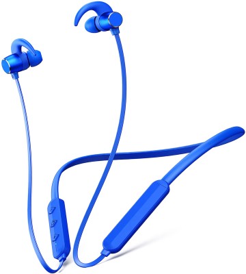 Rueqn Sports Wireless Bluetooth Headset Neckband Earphone with Mic, Extra Bass Bluetooth Headset(Blue , High Bass , Clear Sound , Immersive LED Lights, In the Ear)