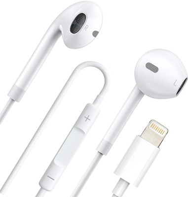 MARS Lighting Wired Earphone Handfree for 14 13 12 11 X,XR Wired Gaming(White, In the Ear)