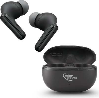 TECHIO EchoBeats Bluetooth 5.3 Earbuds with 40Hr Battery, Touch Control, , ENC Mics Bluetooth(Black, True Wireless)