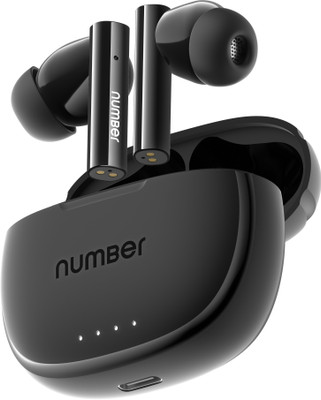 Number Navo Buds X1 w/ 50H Playtime,Dual Pairing,13mm Speakers,ENC,45ms Low Latency Bluetooth(Black Moon, In the Ear)