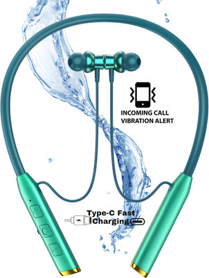 GREE MATT N80 Vibration Alert 48 Hours Playtime Cancellation Waterproof Neckband T2 Bluetooth(Green, In the Ear)