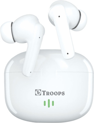 TP TROOPS Truly Wireless Earbuds 48H Playtime,Quad Mic with ENC Low Latency BT v5.0 Bluetooth(White, In the Ear)