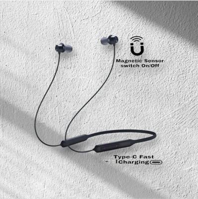 AIZINA Pro Neckband With Upto 48 Hours Playback & Fast Charging Earphone_T8 Bluetooth & Wired(Black, In the Ear)