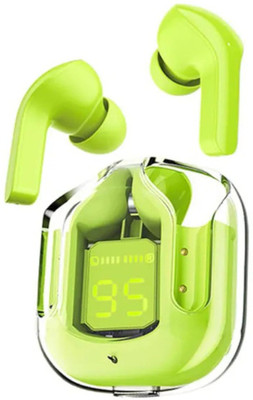 TECHMAZE Ultra Pods TWS Earbud, Bluetooth Earbuds with Display, Transparent Design Bluetooth(Green, True Wireless)