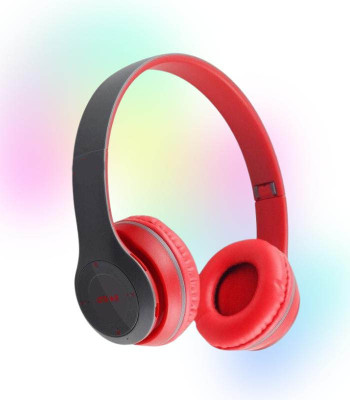 BUFONA Sports Wired & Wireless Foldable B47 Gaming Headphone Multifunction Earphones Bluetooth(Red, On the Ear)