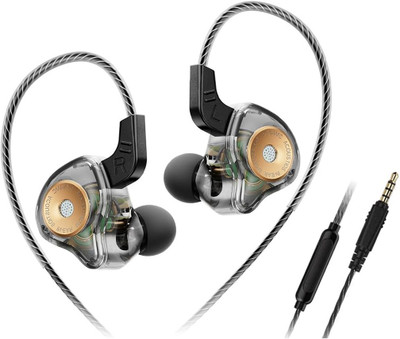 Concept Kart QKZ AK6-Ultra In-ear Monitors with Mic, 10 mm Dynamic Driver Wired(Black, In the Ear)