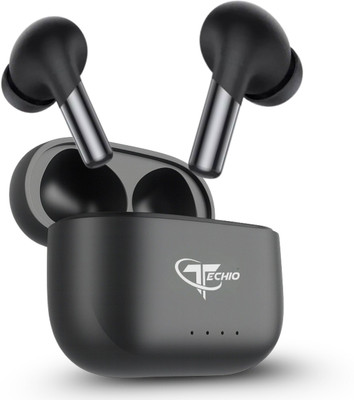 TECHIO EchoPods Wireless Earbuds with IPX5 Waterproof, Bass Boost & LED Indicator Bluetooth(Black, True Wireless)
