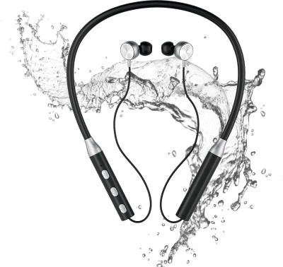 NOYMI Waterproof wireless neckband earphone with High bass Bluetooth Headset(Silver, In the Ear)