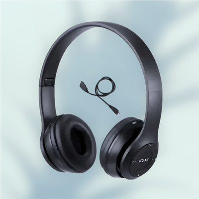 AIZINA Wireless Gaming Headset with Bluetooth, Foldable Frame, and Mic_DJ Bluetooth & Wired(Black, On the Ear)