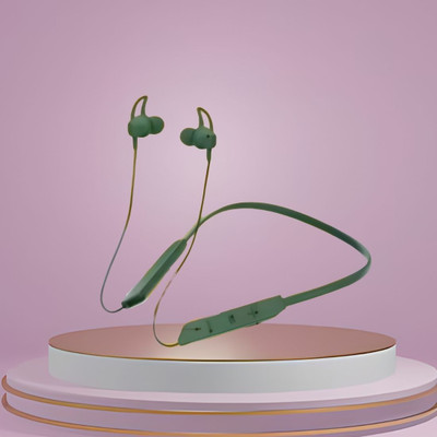 GUGGU BT Max Bluetooth Neckband Lightweight, Wireless Noise Cancellation with Mic O139 Bluetooth(Green, In the Ear)