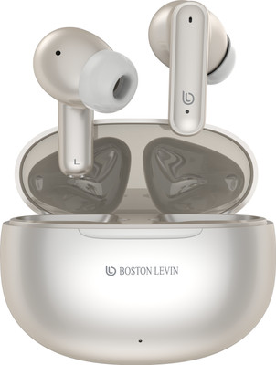 Boston Levin Pods-Gen2,BT 5.3,AAC/,ENC,50ms LowLatancy,T-C Charging,IPX5,Upto40H Playtime Bluetooth(White, PEARL, In the Ear)