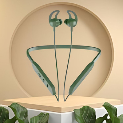 GUGGU BT Max Bluetooth Neckband Lightweight, Wireless Noise Cancellation with Mic O330 Bluetooth(Green, In the Ear)