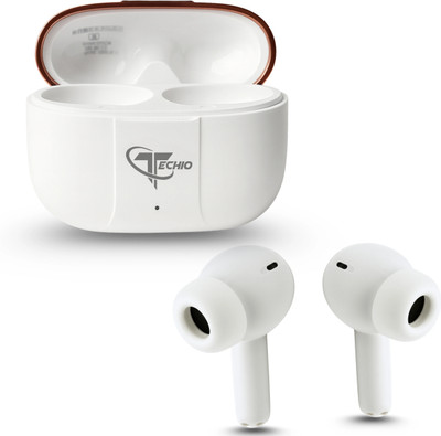 TECHIO AirBlaze MaxX HD Music with Quick Pair and Sweat Resistance 40Hr Playback Bluetooth(White, True Wireless)