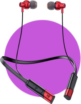 Bxeno T20 48 Hours Playing Time Fast Charging Bluetooth Neckband Earphone Bluetooth Headset(RED, BLACK, In the Ear)