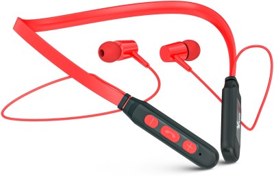 AAMS Wireless Neckband with upto 60 Hours Playtime, Clear HD Sound Bass with Mic Bluetooth Headset(Red, In the Ear)