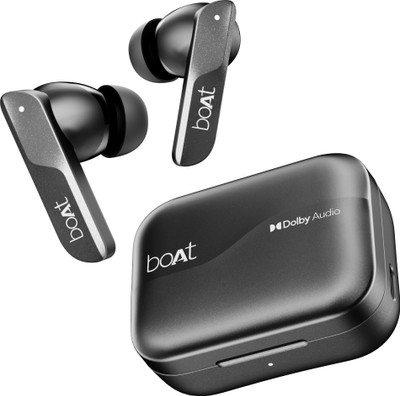 boAt Airdopes 800 w/ Dolby Audio, 4 Mics AI-ENx Tech, Titanium Drivers & ASAP Charge Bluetooth(Interstellar Black, True Wireless)