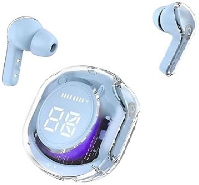 Vntex Ultrapods pro-2 Earbuds with Display, Transparent(BLUE), 30Hr Playtime, With Mic Bluetooth Headset(Blue, True Wireless, In the Ear)