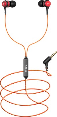 Mozu Audiology 200,Braided Wire,Magnetic Metal Earbuds,L Shape Jack Wired Headset(Tangy Red, In the Ear)